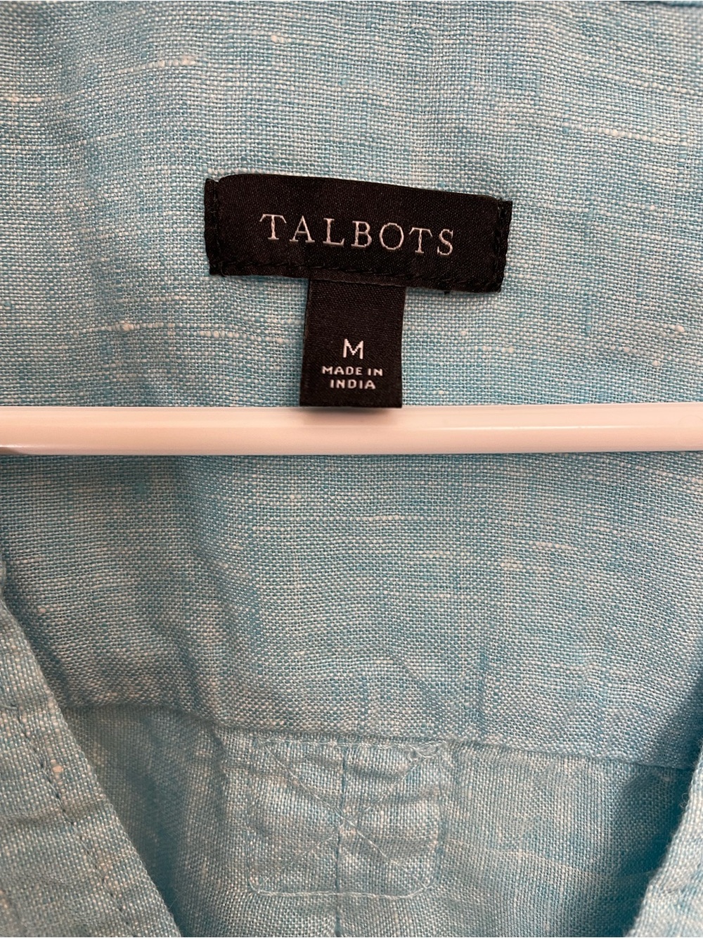 Talbots Linen Popover Camp Shirt in Aqua - Casual Coastal Resortwear - Medium - Picture 5 of 7